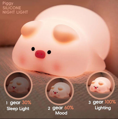 KRE MANPHI Cute Pig Night Light Silicone Squishy Piggy Touch Lamp (photo 3)