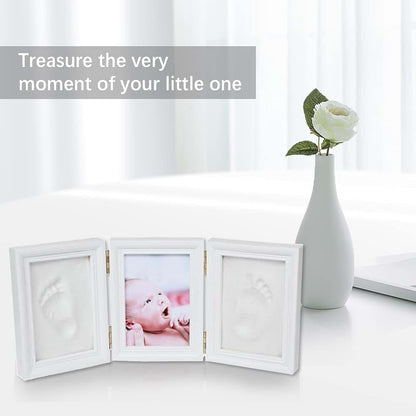 BabyOneStop Baby Hand and Footprint Kit Wooden Picture Frame for Newborns Nursery Decor