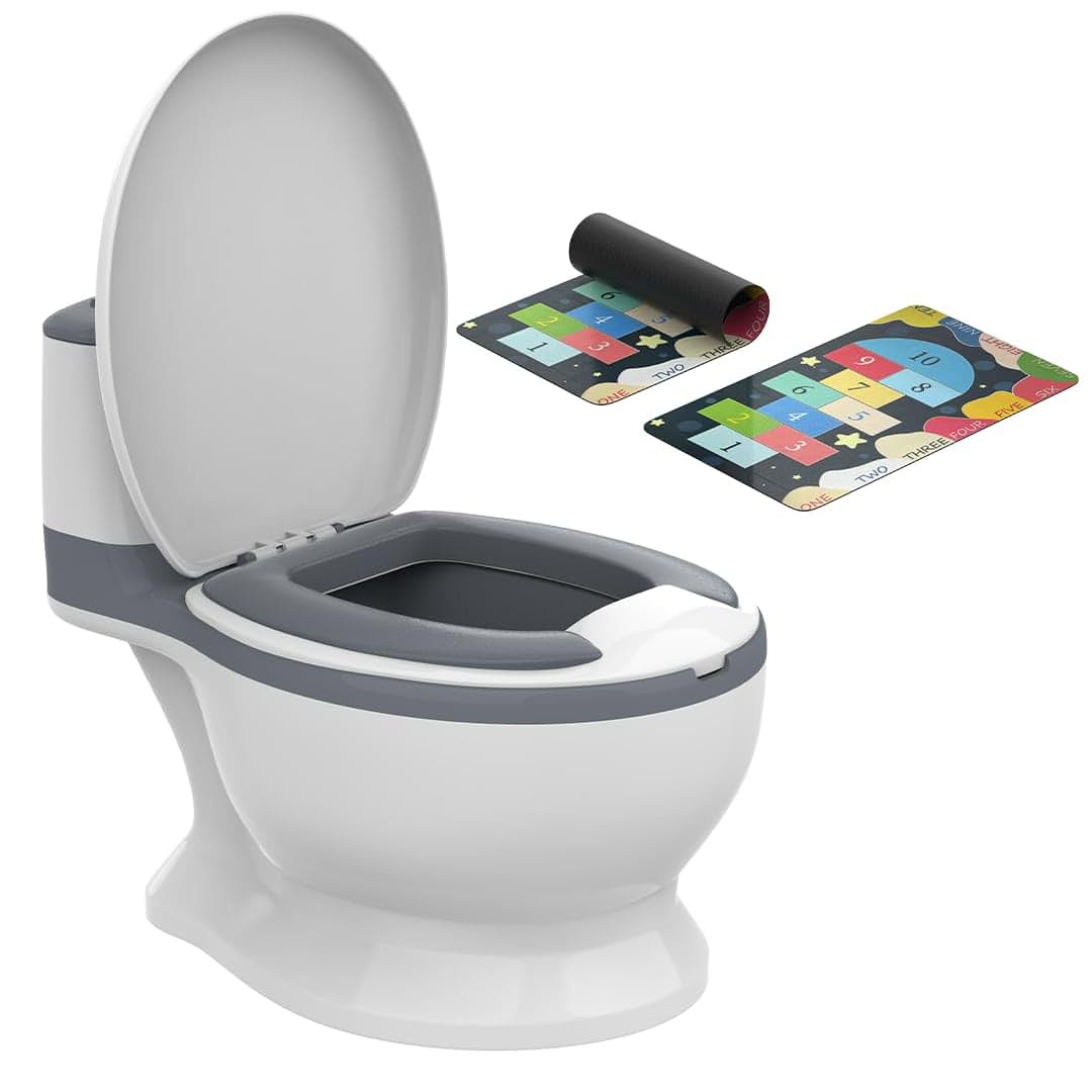 Yellow Ladybug Toddler Potty Training Toilet With Flush Button And Mat
