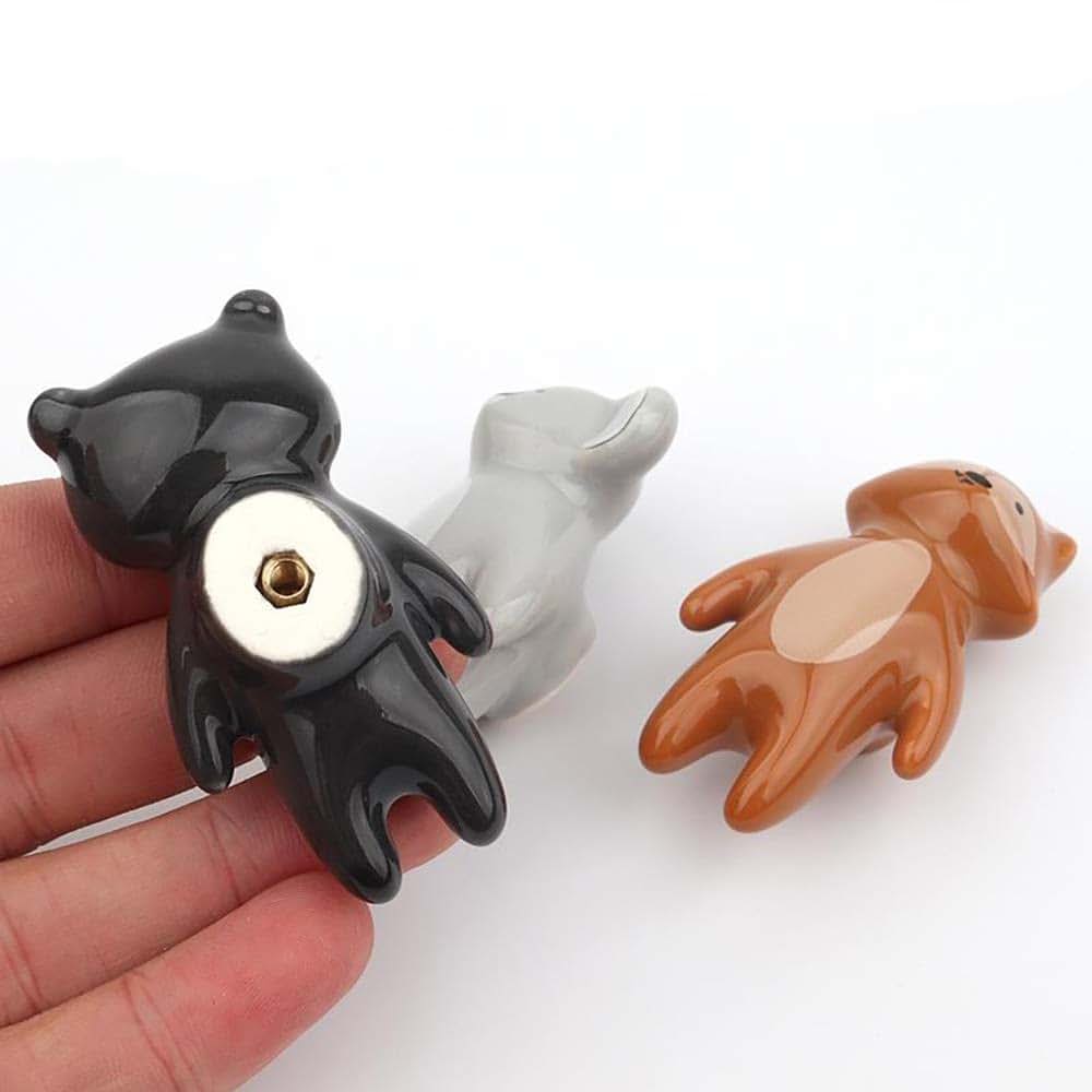 uulu 5Pcs Kids Drawer Handles Cute Animal Panda Knobs Ceramic Nursery Knobs Children's Room Door Cupboard knobs DIY (photo 3)