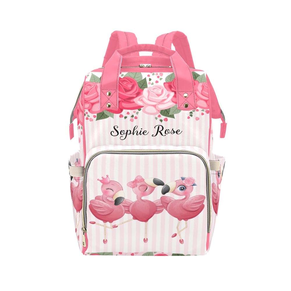 NZOOHY Three Cute Flamingo Personalized Diaper Bag Backpack,Custom Name Diaper Backpack Baby Nappy Bag Mommy Bag for
