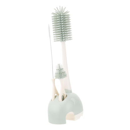 HANABASS Rotating Silicone Milk Bottle Cleaner Brush Set for Nipple Water Bottle Cups Ppsu Elephant Storage Box Included
