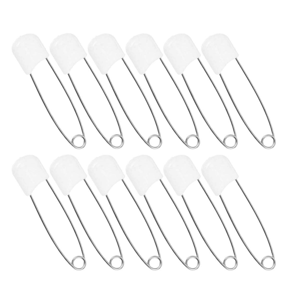 BabyOneStop 30 Pcs White Zinc Alloy and Reusable PP Diaper Safety Pins