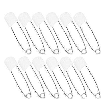 BabyOneStop 30 Pcs White Zinc Alloy and Reusable PP Diaper Safety Pins