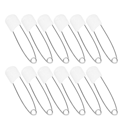 BabyOneStop 30 Pcs White Zinc Alloy and Reusable PP Diaper Safety Pins
