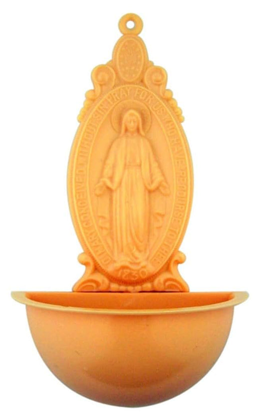 Religious Gifts Our Lady Of Grace Holy Water Font In Beige