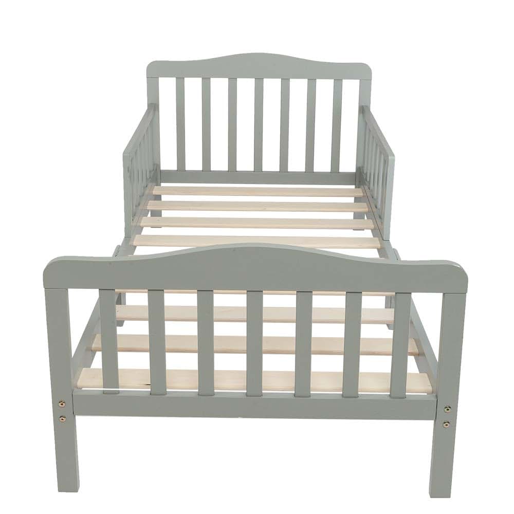 YUFUDE Wooden Bed,Kids Bedroom Furniture Bed with Safety Guardrails (Grey) (photo 3)