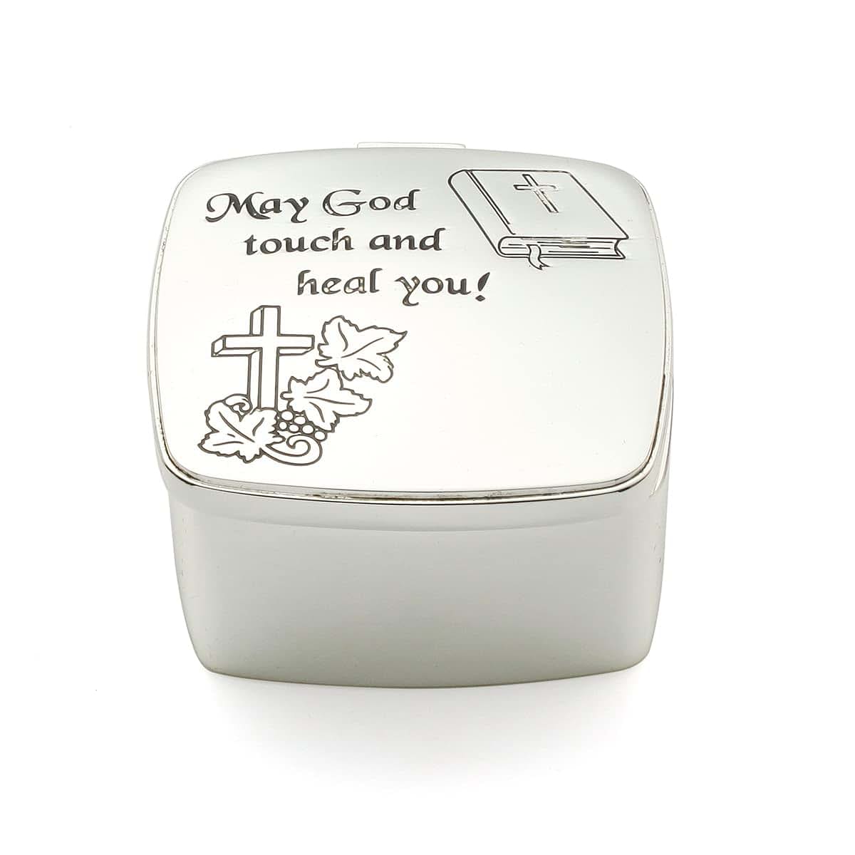 Unisaches Holy First Communion Keepsake Box Silver Baby Jewelry Gift 2.4 * 2.6 * 1.3in (photo 3)