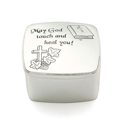 Unisaches Holy First Communion Keepsake Box Silver Baby Jewelry Gift 2.4 * 2.6 * 1.3in (photo 3)