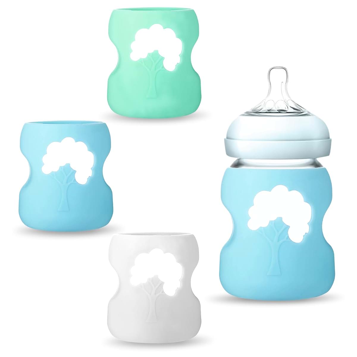 EeYahYong 3 Pack Silicone Sleeve for Dr. Brown Natural Glass Baby Bottles, Anti-Shatter Baby Bottle Holder, Compatible