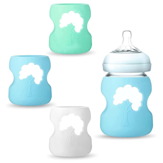 EeYahYong 3 Pack Silicone Sleeve for Dr. Brown Natural Glass Baby Bottles, Anti-Shatter Baby Bottle Holder, Compatible
