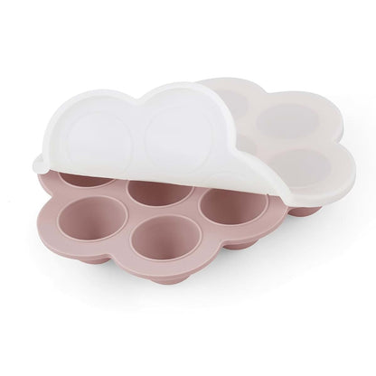 PandaEar 2 Pack Cloud Silicone Baby Food Freezer Tray with Lids, 1oz Pods, Pink/Purple