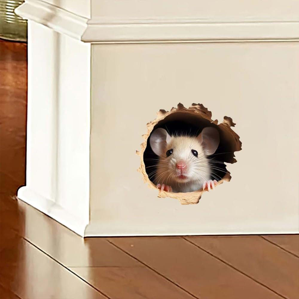 BabyOneStop 3D Mouse Wall Decals, Waterproof Vinyl Stickers - 2 Pack