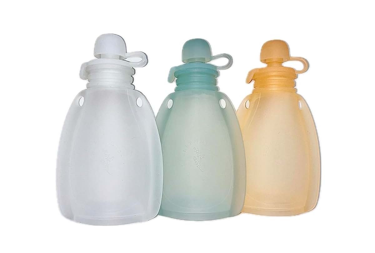 ELLEMMNOP Reusable Silicone Breastmilk Storage Bags, 4oz Clear (3 Pack)