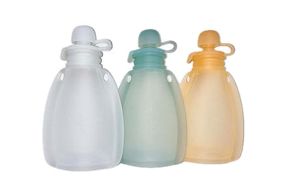 ELLEMMNOP Reusable Silicone Breastmilk Storage Bags, 4oz Clear (3 Pack)
