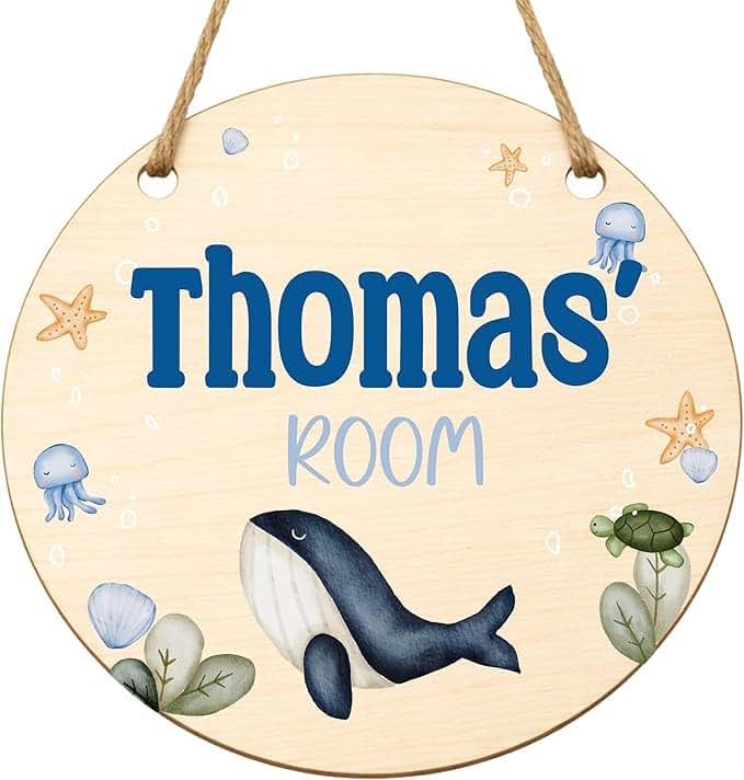 SugoiDesign Personalized Kids Door Sign - Custom Wooden Name Sign