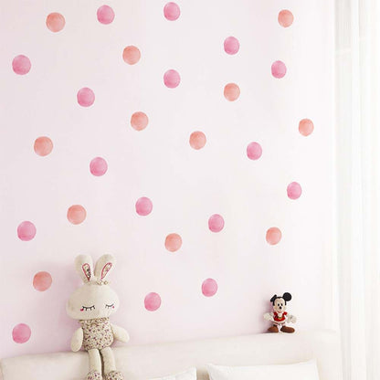 Pink Polka Dot Wall Decals for Nursery and Kids Bedroom Decor