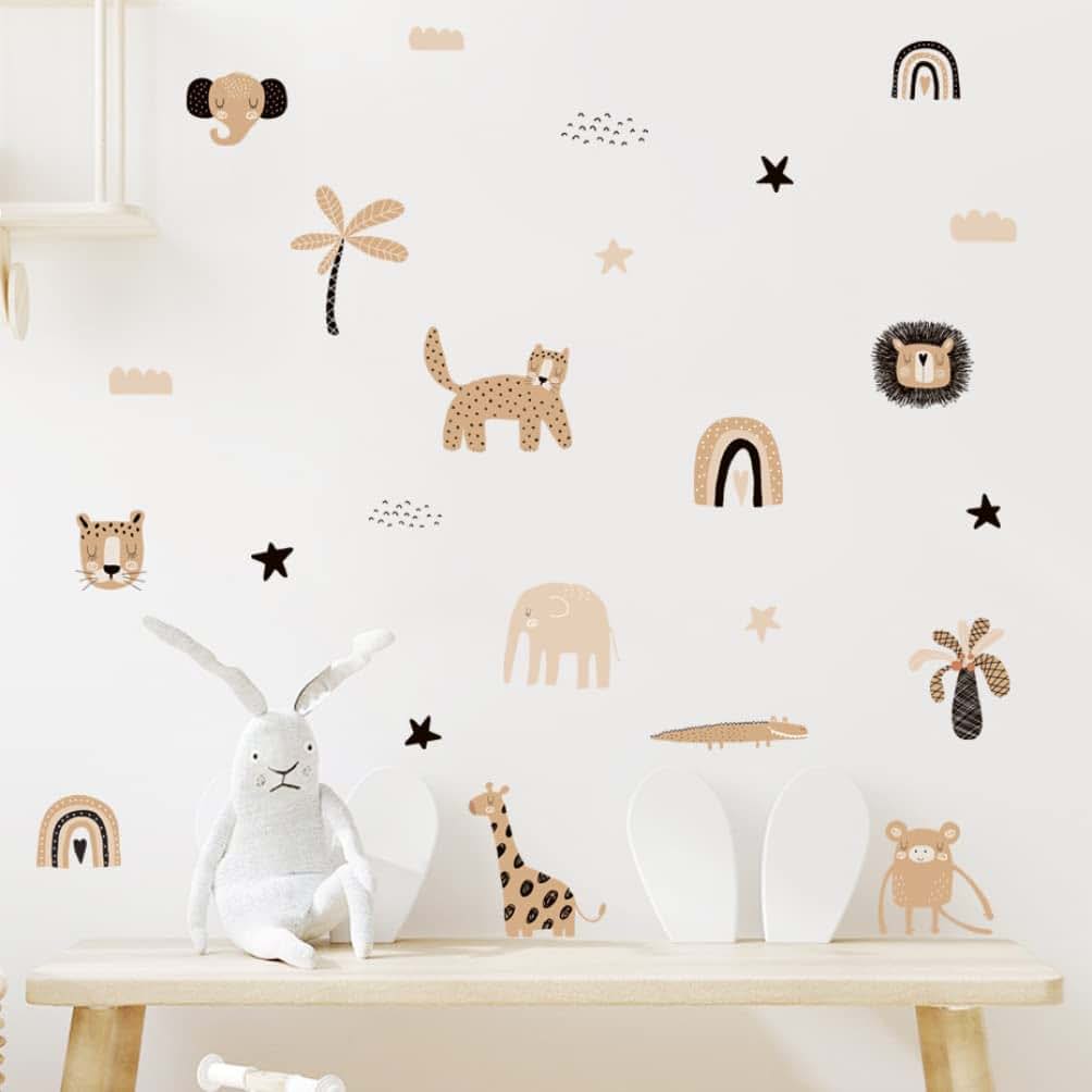 NOBRIM Wall Decals Cartoon Cute Animals Art Gifts Nursery Posters for Kids Baby Girls Nursery Decor