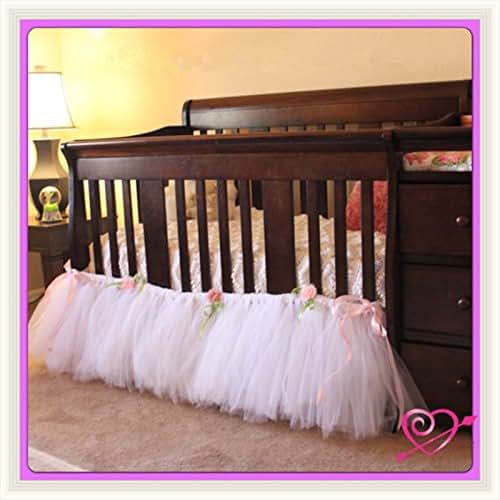 YEP Handmade Tulle Crib Skirt in White for Girl/Boys, Birthday Party Decoration,Baby Shower&Baby Room Decorative 16inch (photo 2)