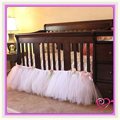 YEP Handmade Tulle Crib Skirt in White for Girl/Boys, Birthday Party Decoration,Baby Shower&Baby Room Decorative 16inch (photo 2)