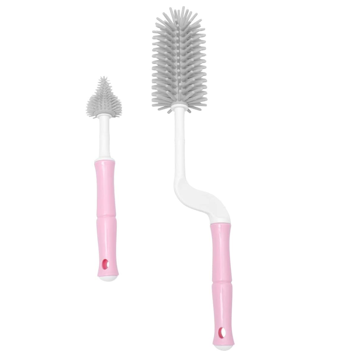 BabyOneStop Silicone Baby Bottle Teat Cleaning Brush Set, Light Grey