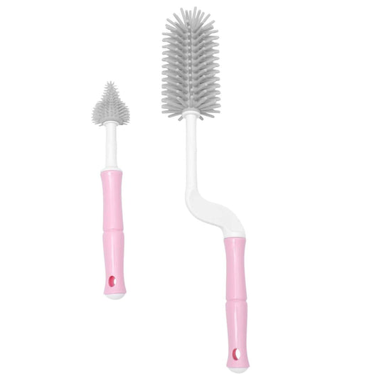 BabyOneStop Silicone Baby Bottle Teat Cleaning Brush Set, Light Grey