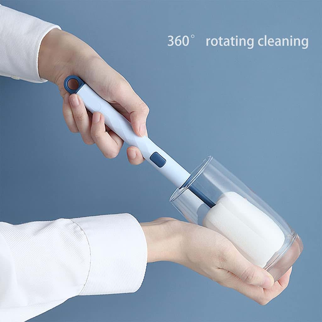 Kasfdbmo Sponge Cleaning Brush Long Handle Milk Bottle Cleaner White (photo 4)