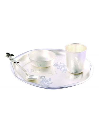 Samyuktha Silver Plated Dinner Set for Gift, Baby Dinner Set, Silver Plated Gift Items/Perfect for Birthday and Return