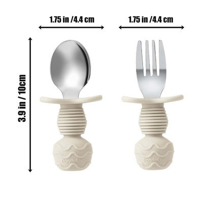 PandaEar 6 Pack Stainless Steel Toddler Spoons and Fork Feeding Set