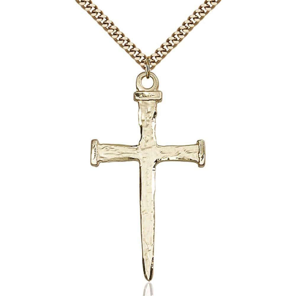 Bonyak Saint Medal Cross Pendant Necklace, Yellow Gold Filled