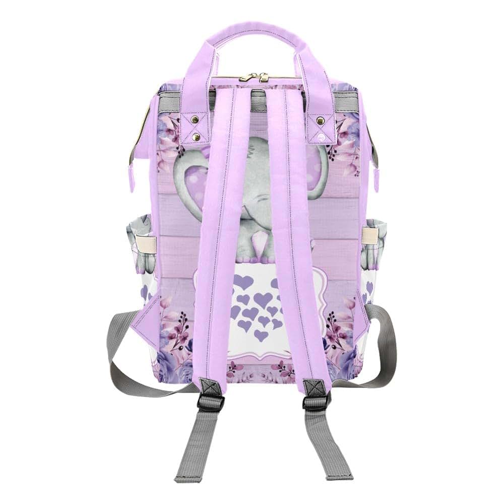 YallLocoMo Personalized Diaper Bag Backpack Gift Purple Floral Elephant Ultimate Nappy Bag: Spacious, Waterproof & (photo 2)