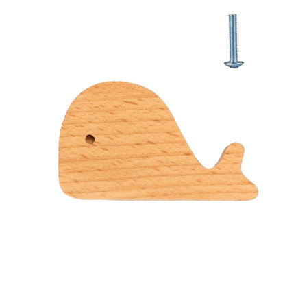 Pilyon Wooden Door Knobs 2 Pack Cartoon Animal Handles