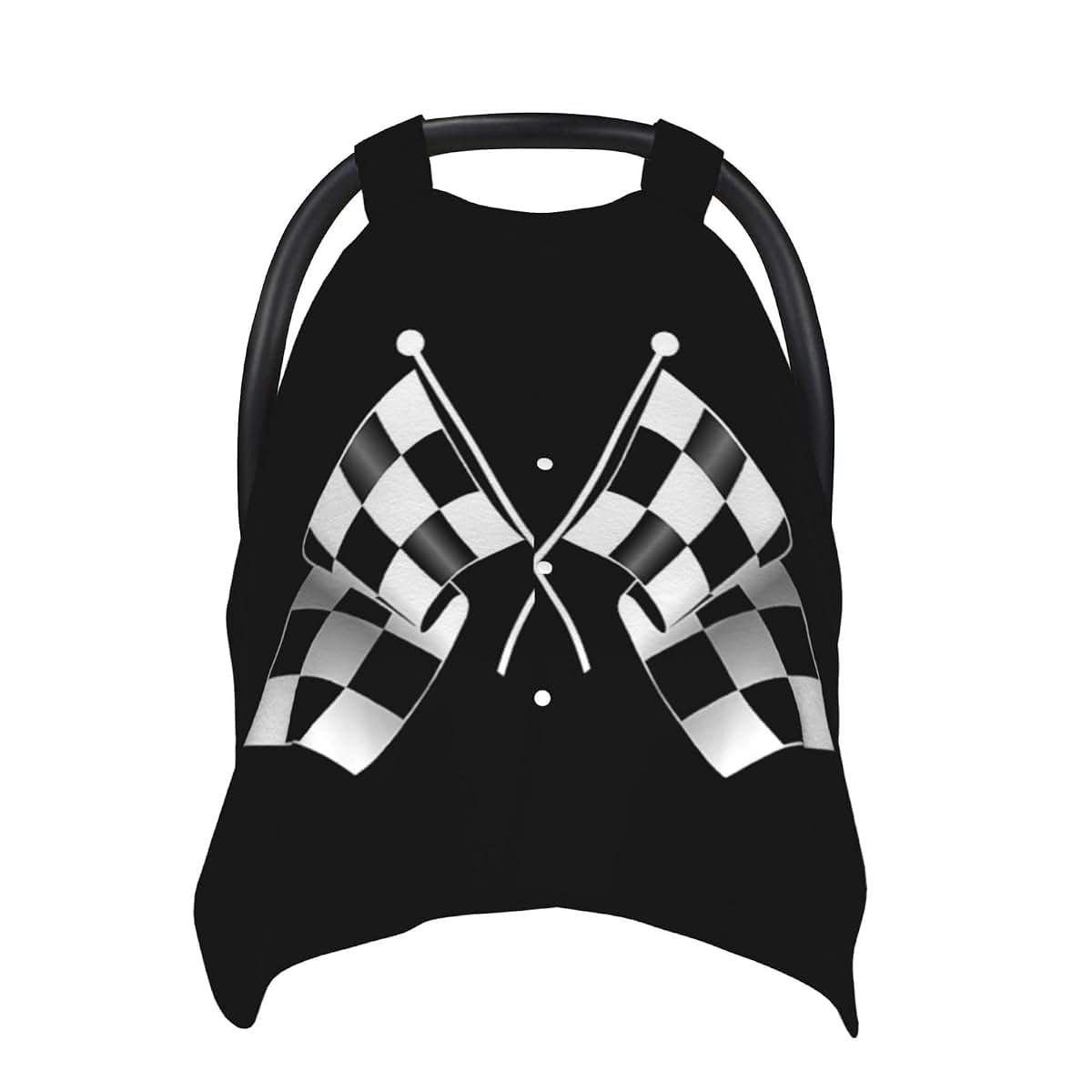 SHANGYINGJI Black and White Checkered Flag Muslin Cotton Baby Car Seat Cover