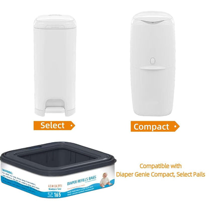 6-Pack Square Diaper Pail Refill Bags for Diaper Genie Classic, Compact, and Select Pails