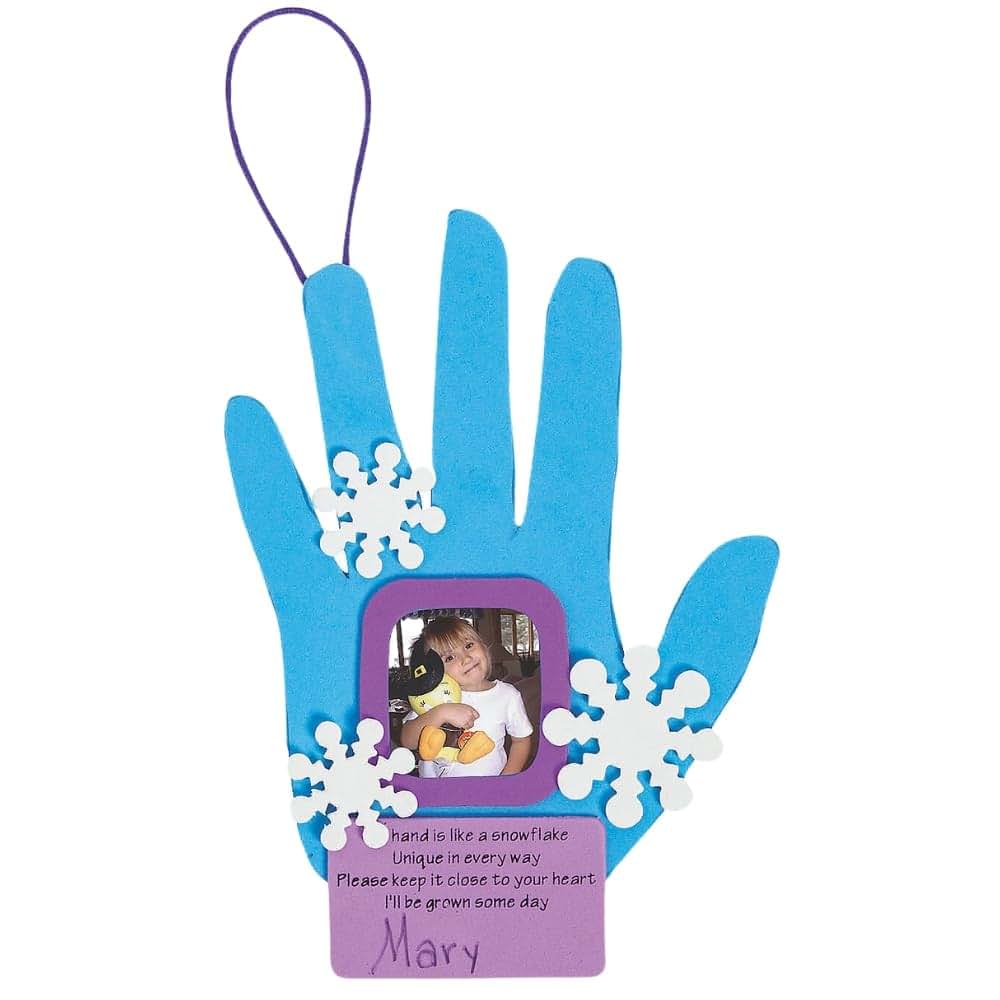 Fun Express Snowflake Handprint Picture Ornament Craft (photo 2)