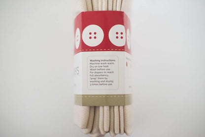Buttons Diapers Buttons Unbleached Organic Cotton Birdseye Flat Diapers - 6 Pack