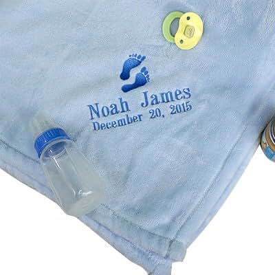 GiftsForYouNow Personalized Embroidered Soft Mink Blue Baby Blanket, 30x40