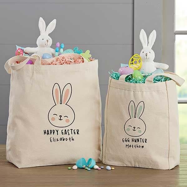 Personalization Universe Personalized Easter Bunny Photo Canvas Tote Bag – Kids Customizable Easter Gift – Children's (photo 4)