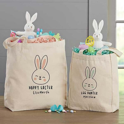 Personalization Universe Personalized Easter Bunny Photo Canvas Tote Bag – Kids Customizable Easter Gift – Children's (photo 4)