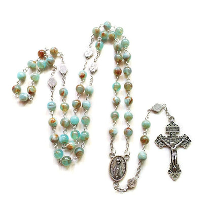 BOGEEL Rosary Beads Necklace 6mm with Crucifix for Catholic Pendant