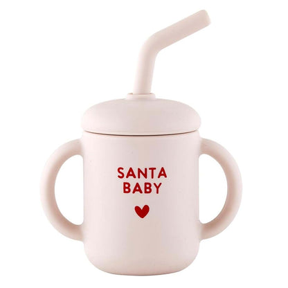 Stephan Baby Silicone Christmas Training Cup with Lid and Straw