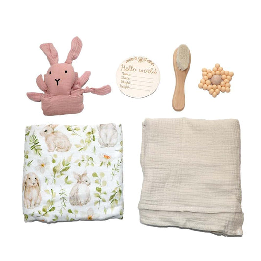 DI'FRANT® Newborn Baby Gift Box | Baby Essentials Educational Teething Toy & Soothing Crochet Rattle Set |Baby Boy
