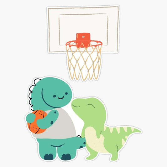 CED Designs Dinosaur Playing Basketball 5 Inch Vinyl Decal