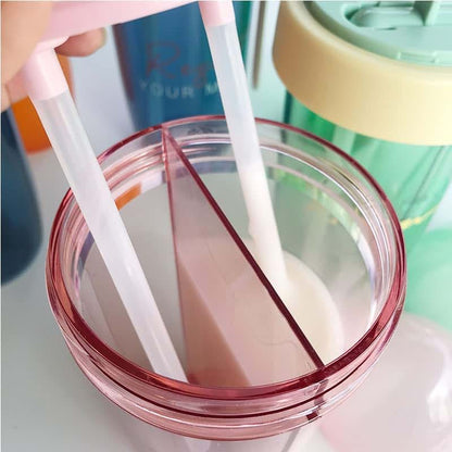 viva story Portable Double Straw Independent Drink 2-in-1 Leak-Proof Kid Cup Children's Double-Sided Double-Layer Water (photo 2)