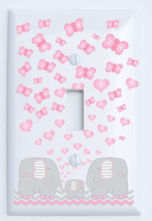 Presto Light Switch Plate Covers Pink Elephant Light Switch Plate Covers Mom Dad and Baby Jungle Safari Nursery Decor