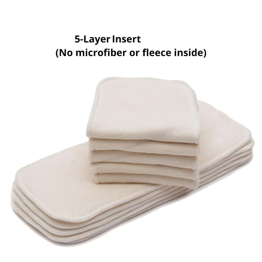 KaWaii Baby Premium Cloth Diaper Inserts, 5-Layer Reusable Booster, 10 Pack