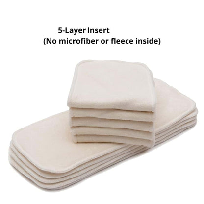 KaWaii Baby Premium Cloth Diaper Inserts, 5-Layer Reusable Booster, 10 Pack