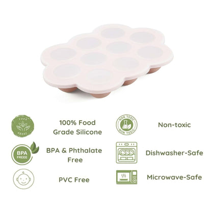 PandaEar 2 Pack Cloud Silicone Baby Food Freezer Tray with Lids, 1oz Pods, Pink/Purple
