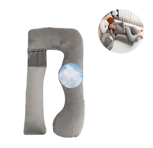 TFGAJKKKKK Body Pillow , Body Pillow for Pregnant Women, Gray U -Shaped Full Body Pillow and Maternity Support
