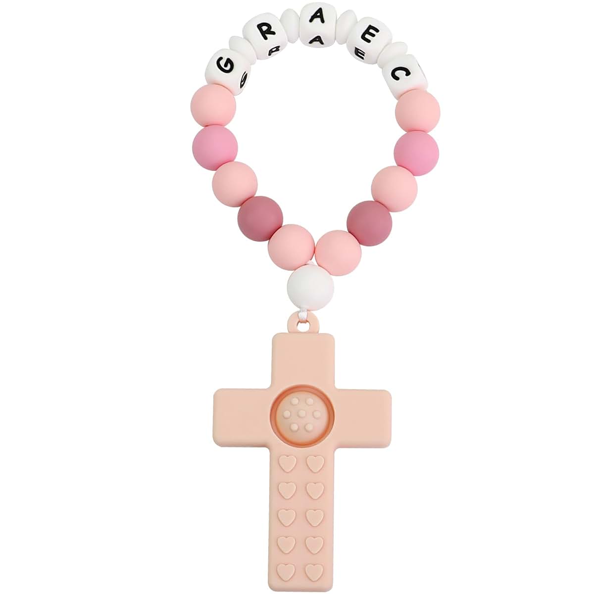 Custmade Customizable Silicone Rosary with Name - Light Pink